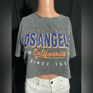 ROMWE Gray Los Angeles California Crop Top